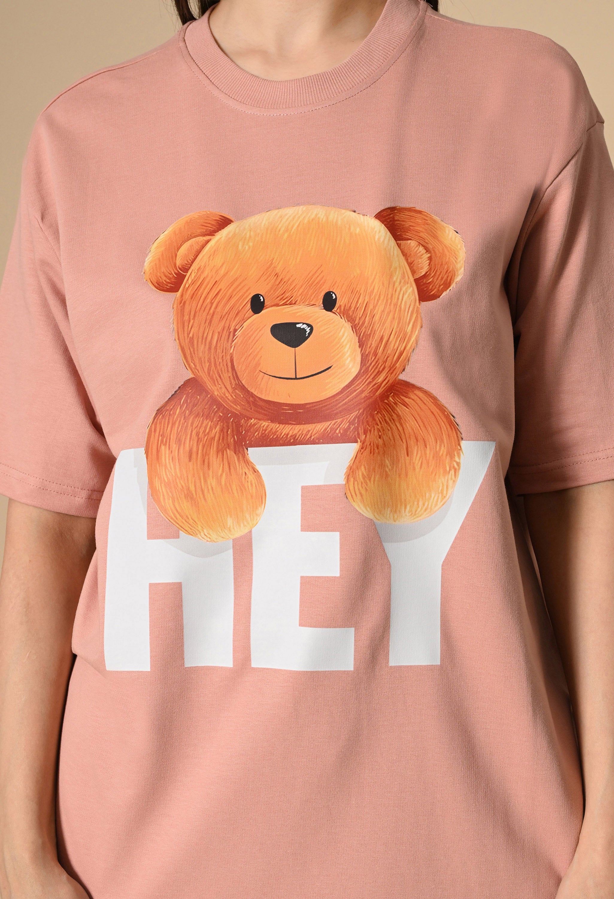 Hye Teddy Premium Oversized Tee for Girls – Soft Cotton Everyday Wear