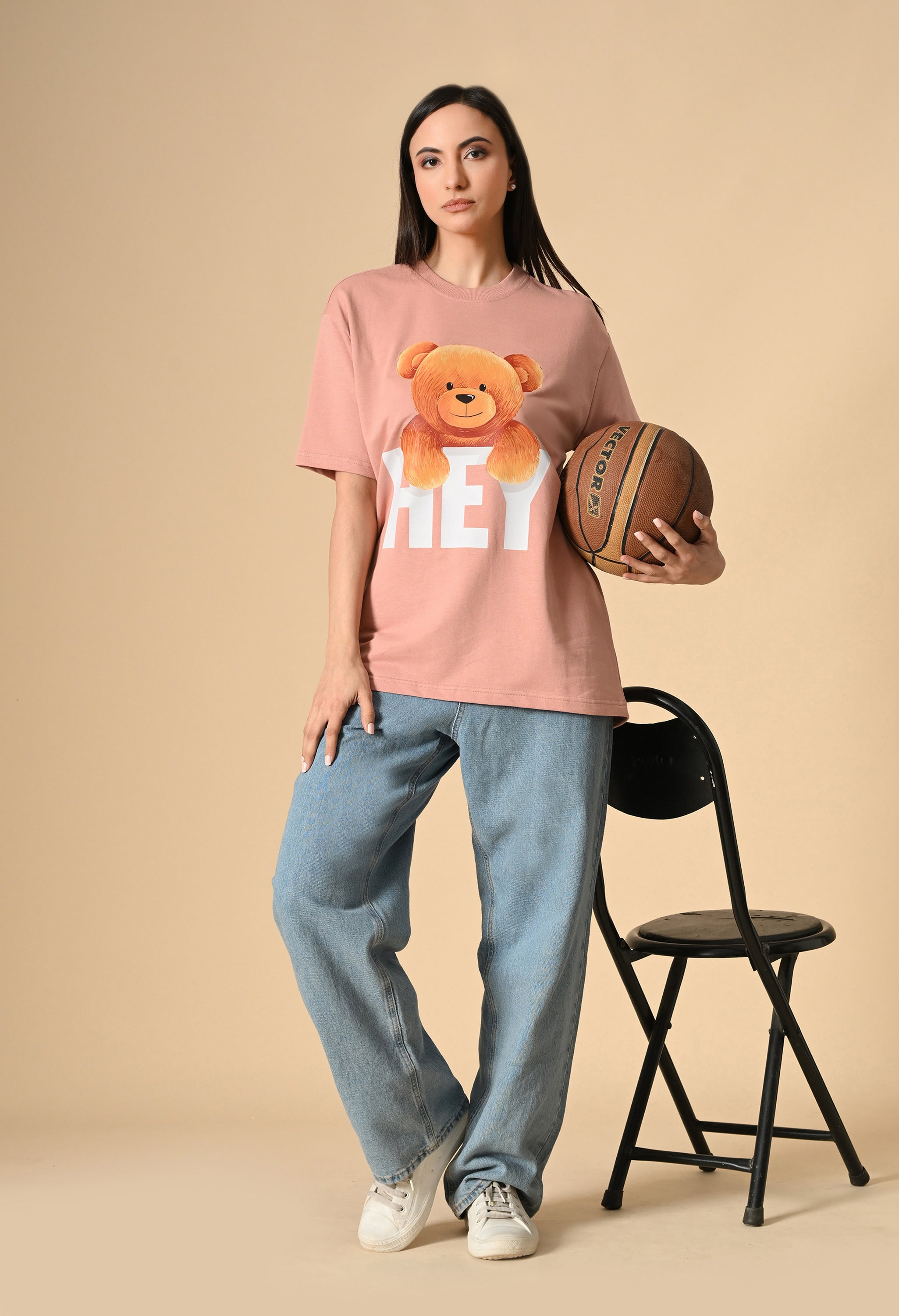 Hye Teddy Premium Oversized Tee for Girls – Soft Cotton Everyday Wear