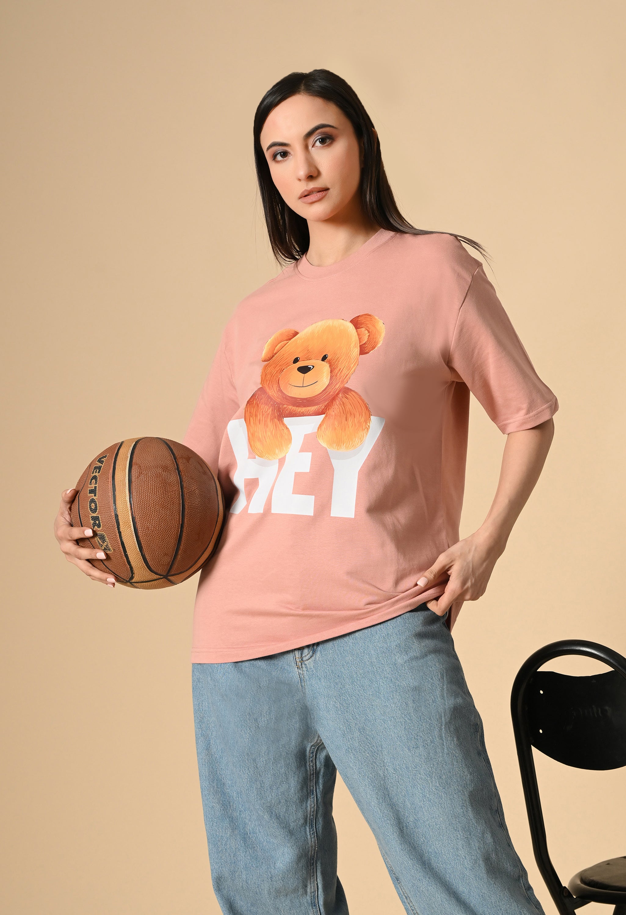 Hye Teddy Premium Oversized Tee for Girls – Soft Cotton Everyday Wear