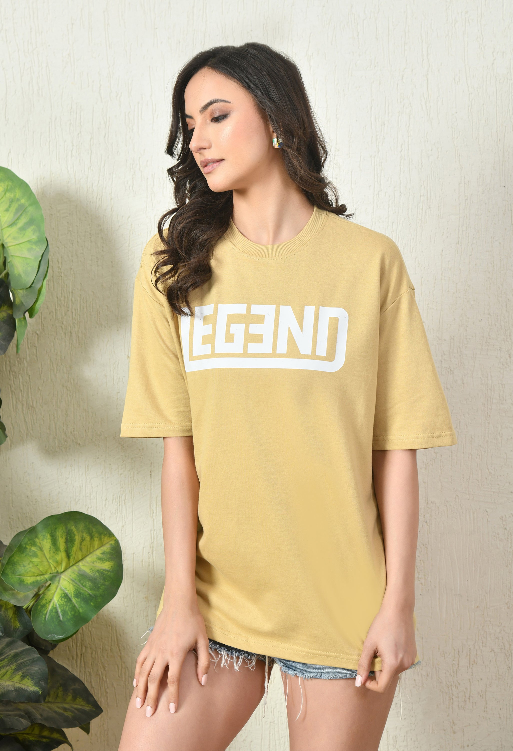 Legend Beige Premium Oversized T-Shirt for Women – Minimal Comfort Fit Casual Tee