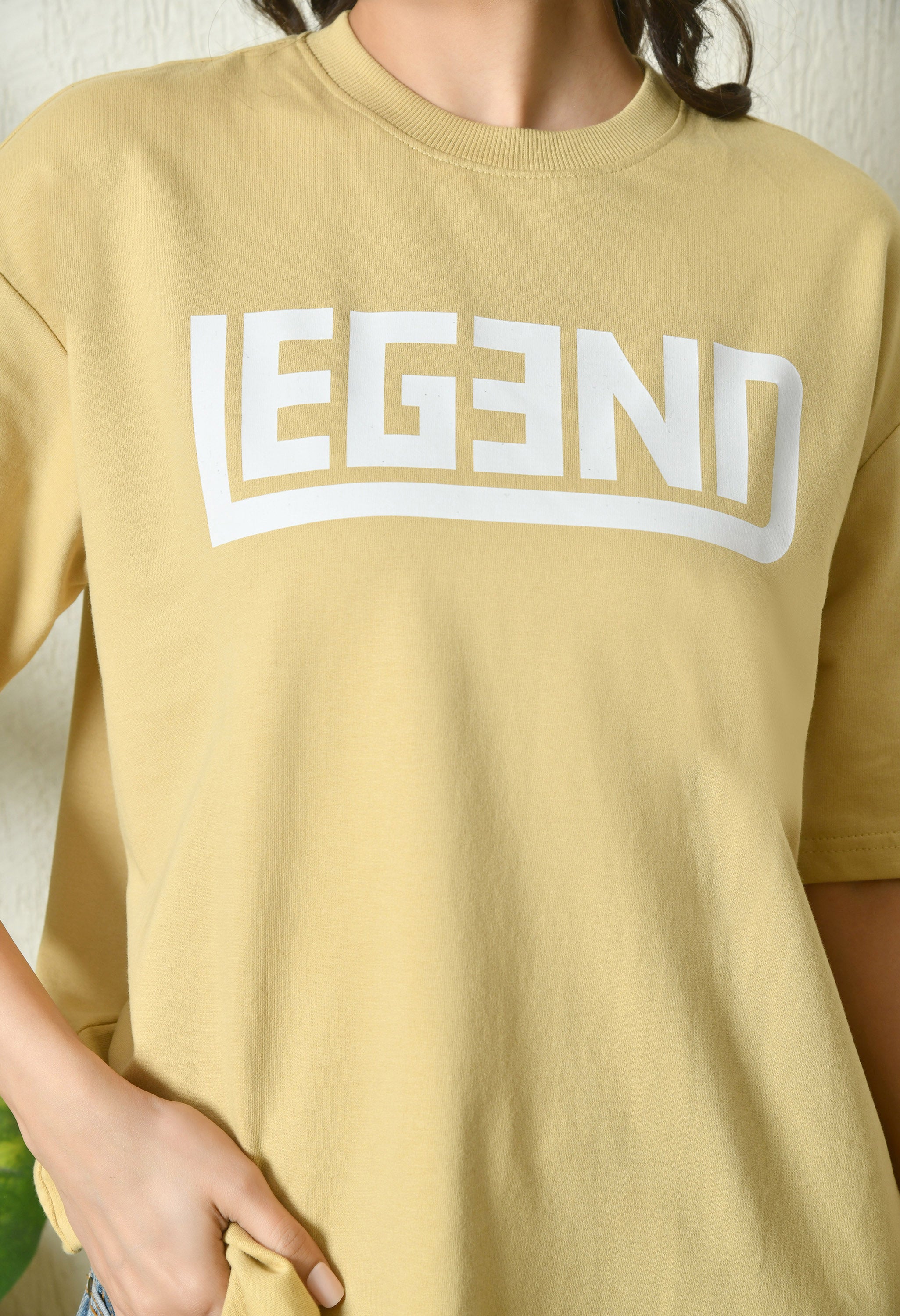 Legend Beige Premium Oversized T-Shirt for Women – Minimal Comfort Fit Casual Tee