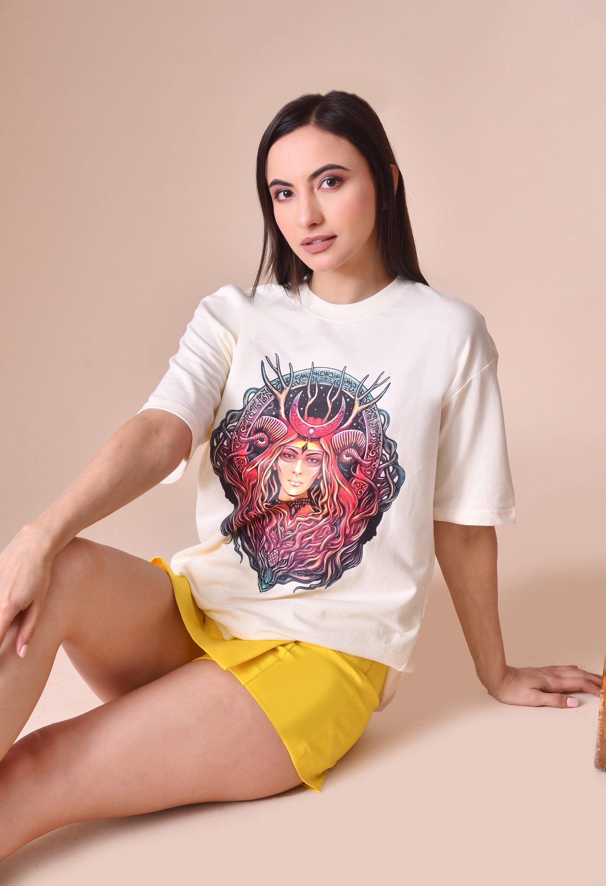 Zodiac Design Oversized Tee for Girls – Trendy, Comfortable & Premium