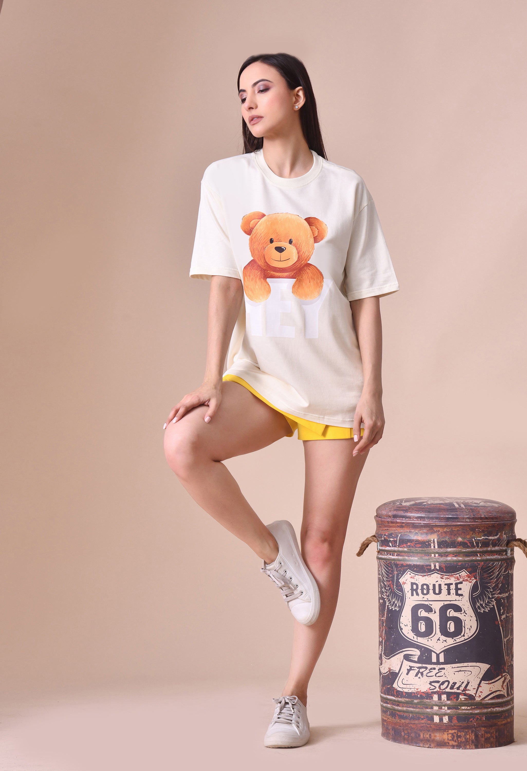 Hye Teddy Premium Oversized Tee for Girls – Soft Cotton Everyday Wear
