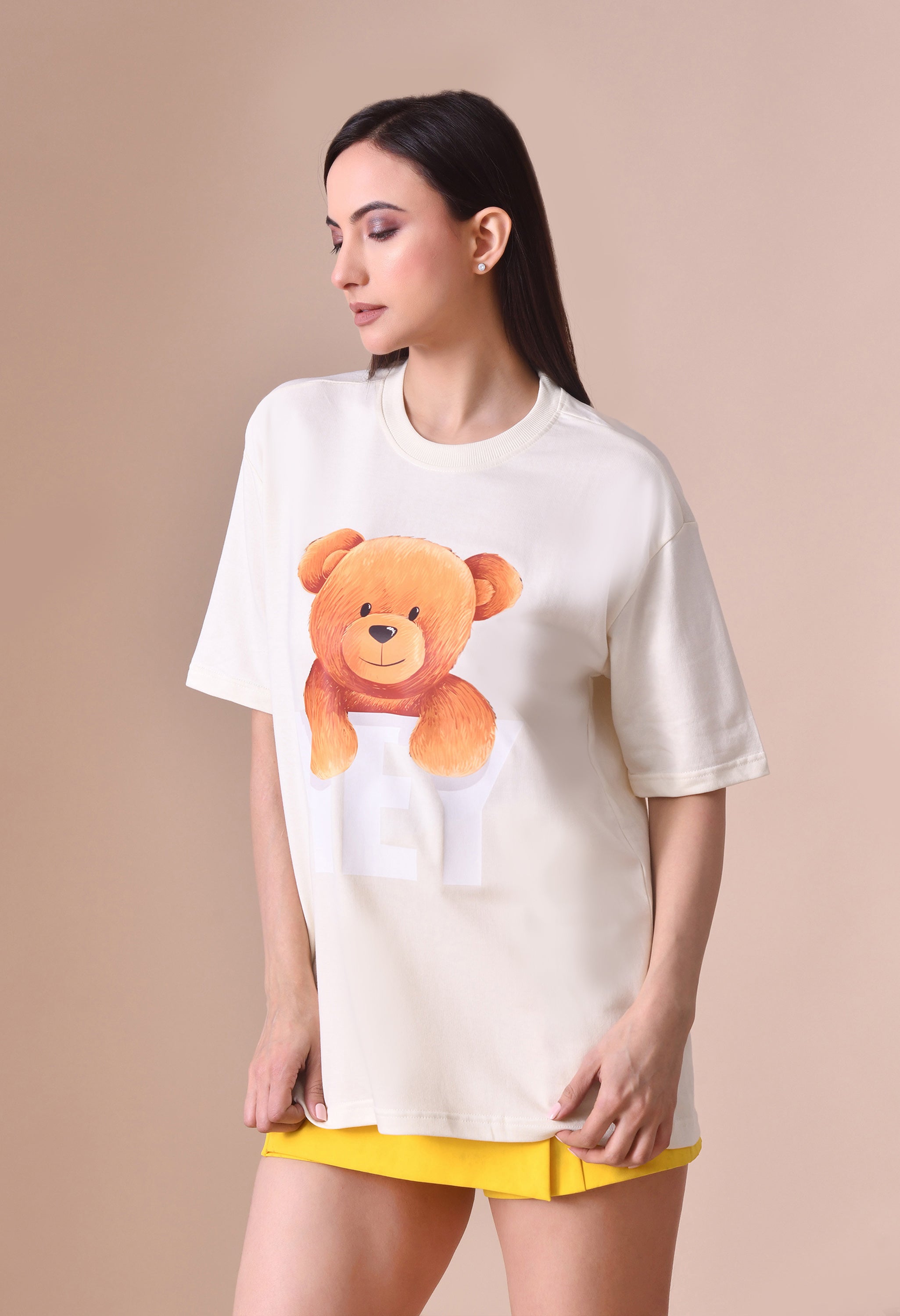 Hye Teddy Premium Oversized Tee for Girls – Soft Cotton Everyday Wear