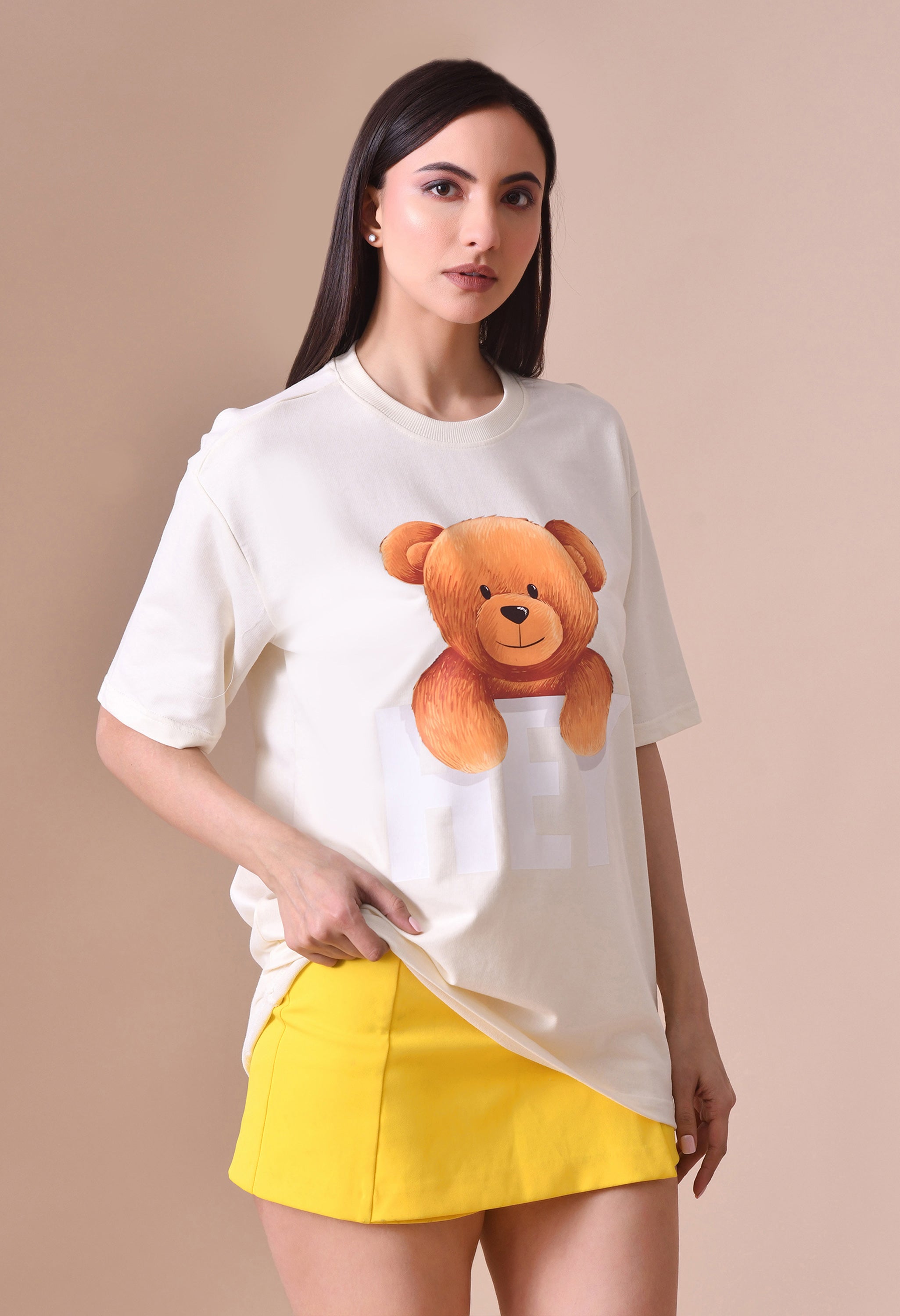Hye Teddy Premium Oversized Tee for Girls – Soft Cotton Everyday Wear