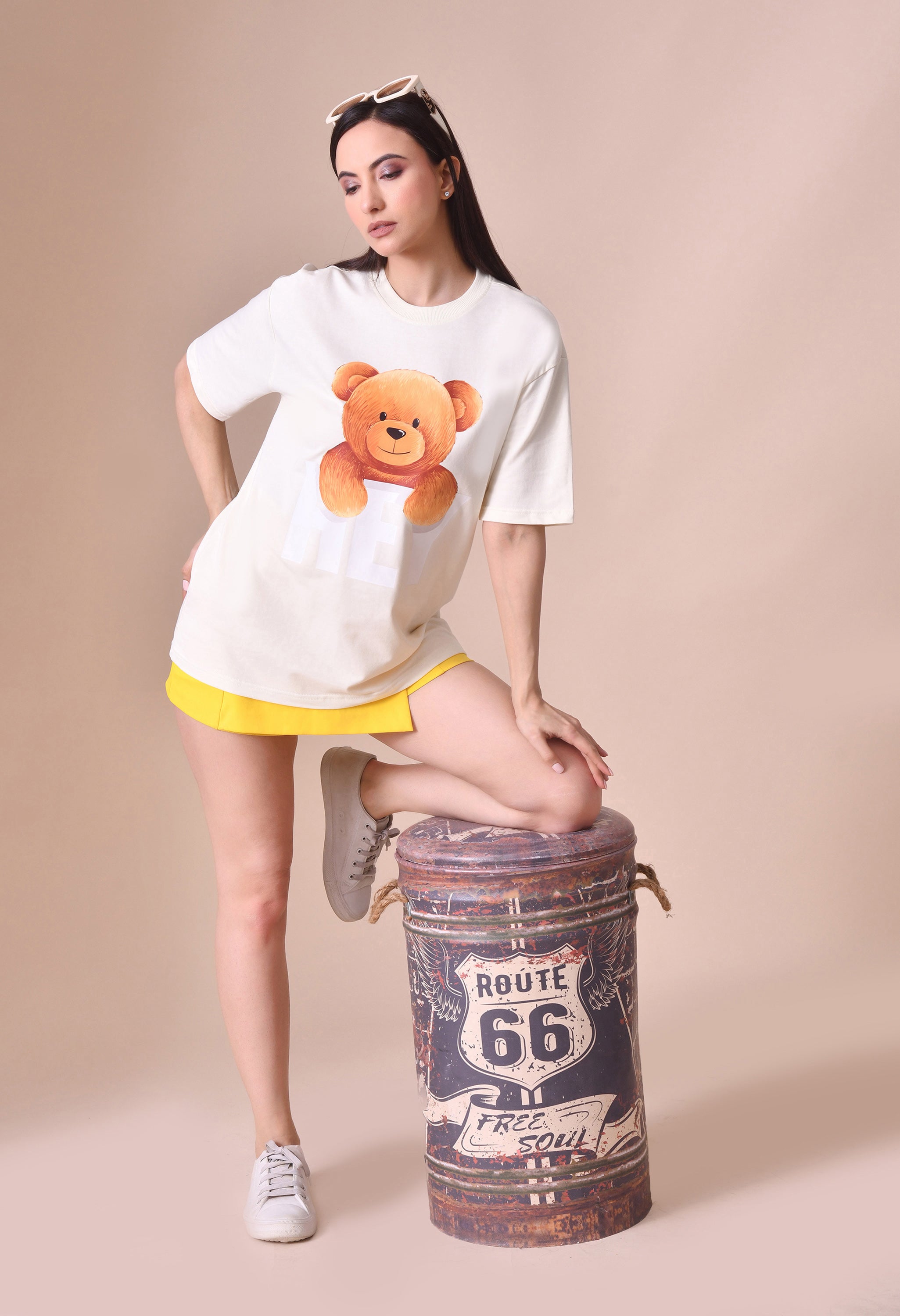 Hye Teddy Premium Oversized Tee for Girls – Soft Cotton Everyday Wear
