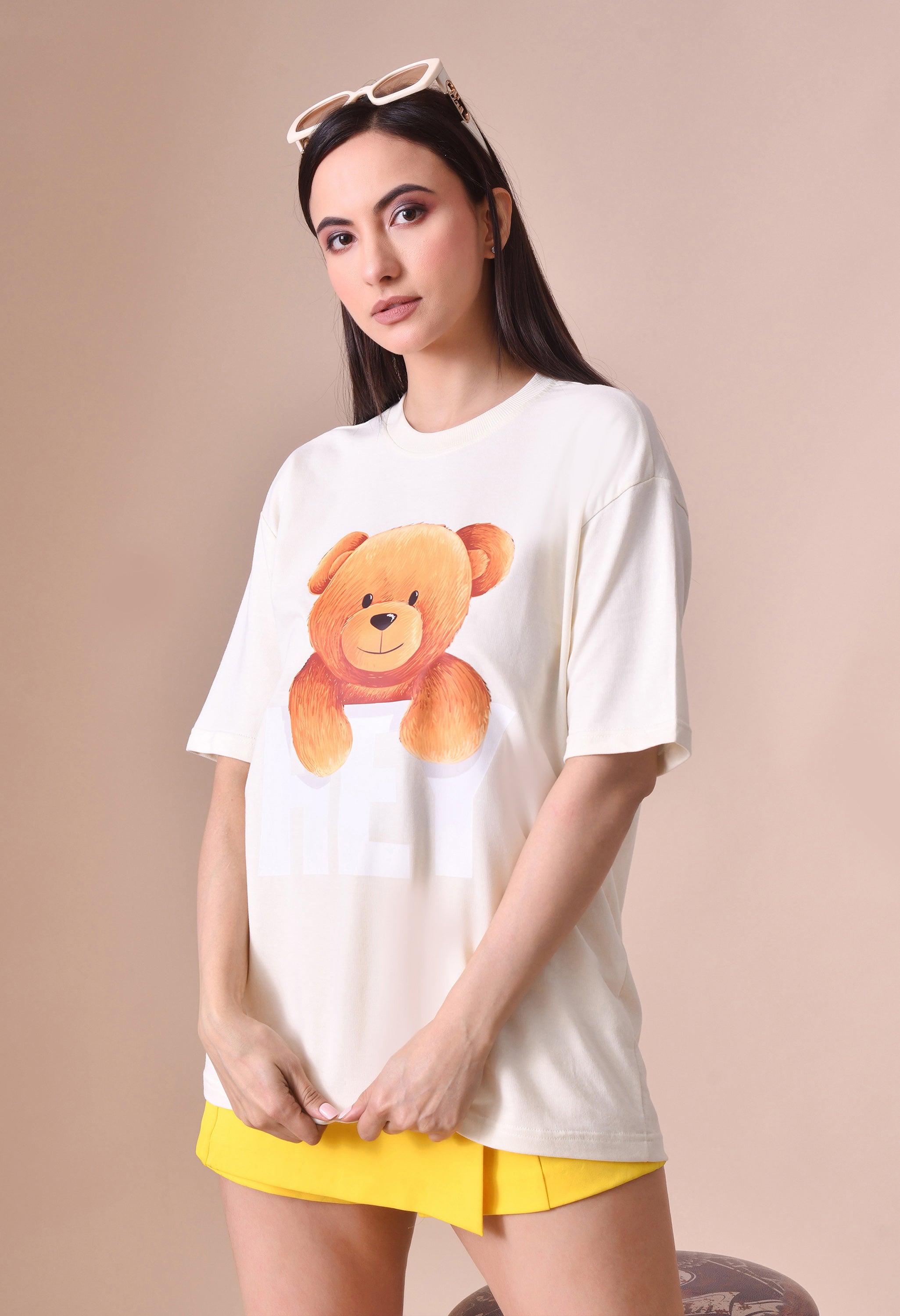 Hye Teddy Premium Oversized Tee for Girls – Soft Cotton Everyday Wear