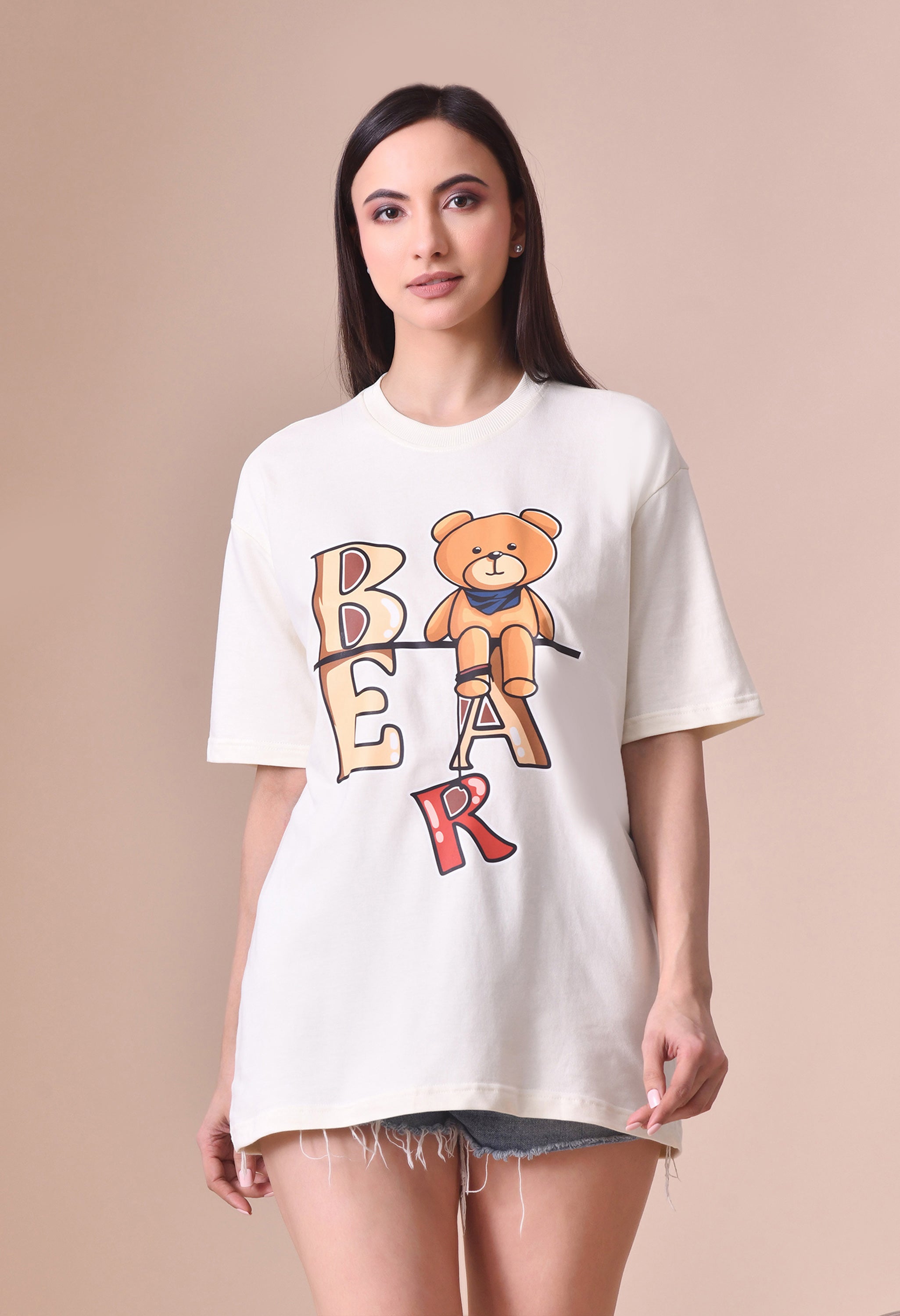 Teddy Bear Premium Oversized Tee for Girls – Relaxed Fit Everyday Essential