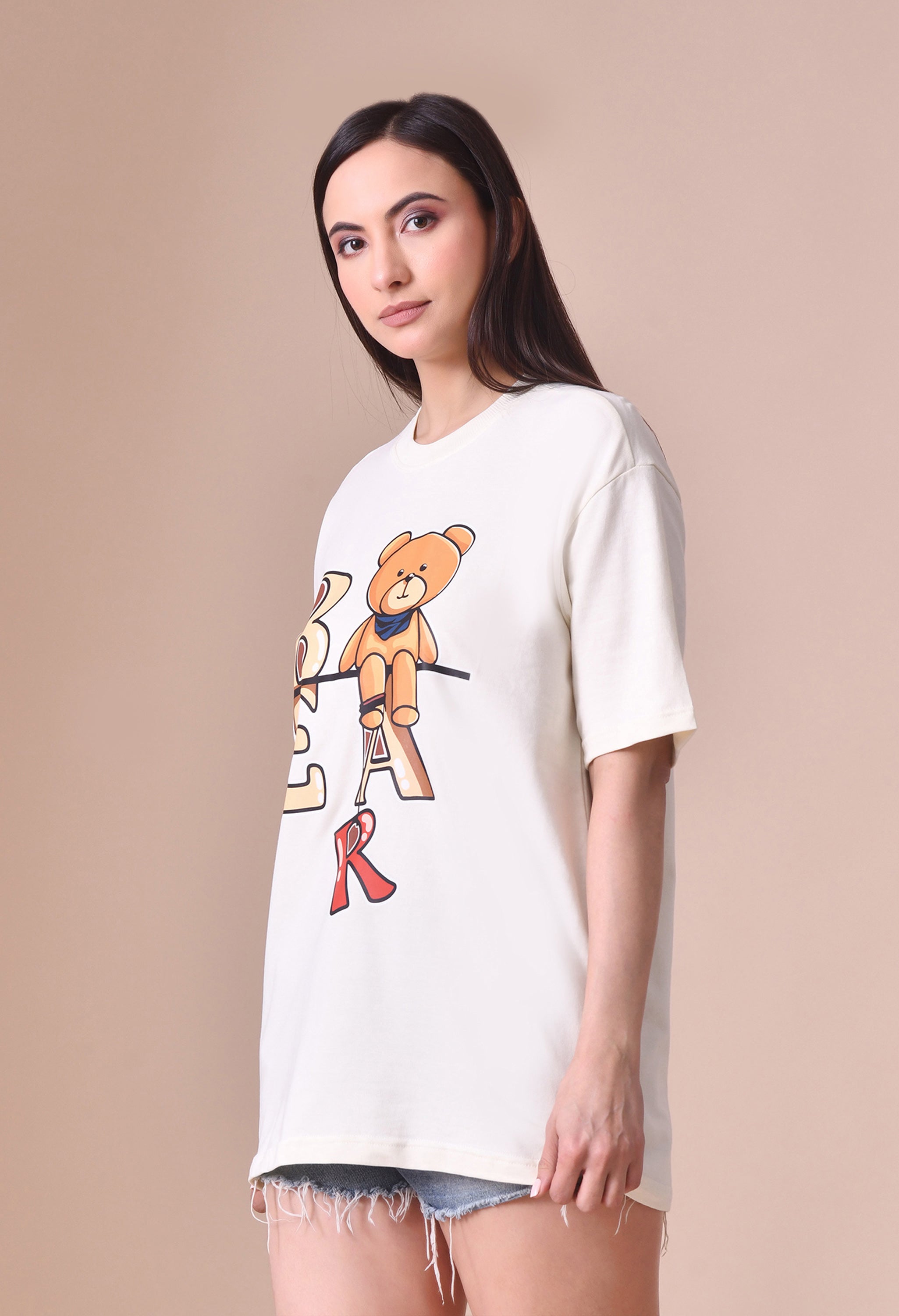 Teddy Bear Premium Oversized Tee for Girls – Relaxed Fit Everyday Essential