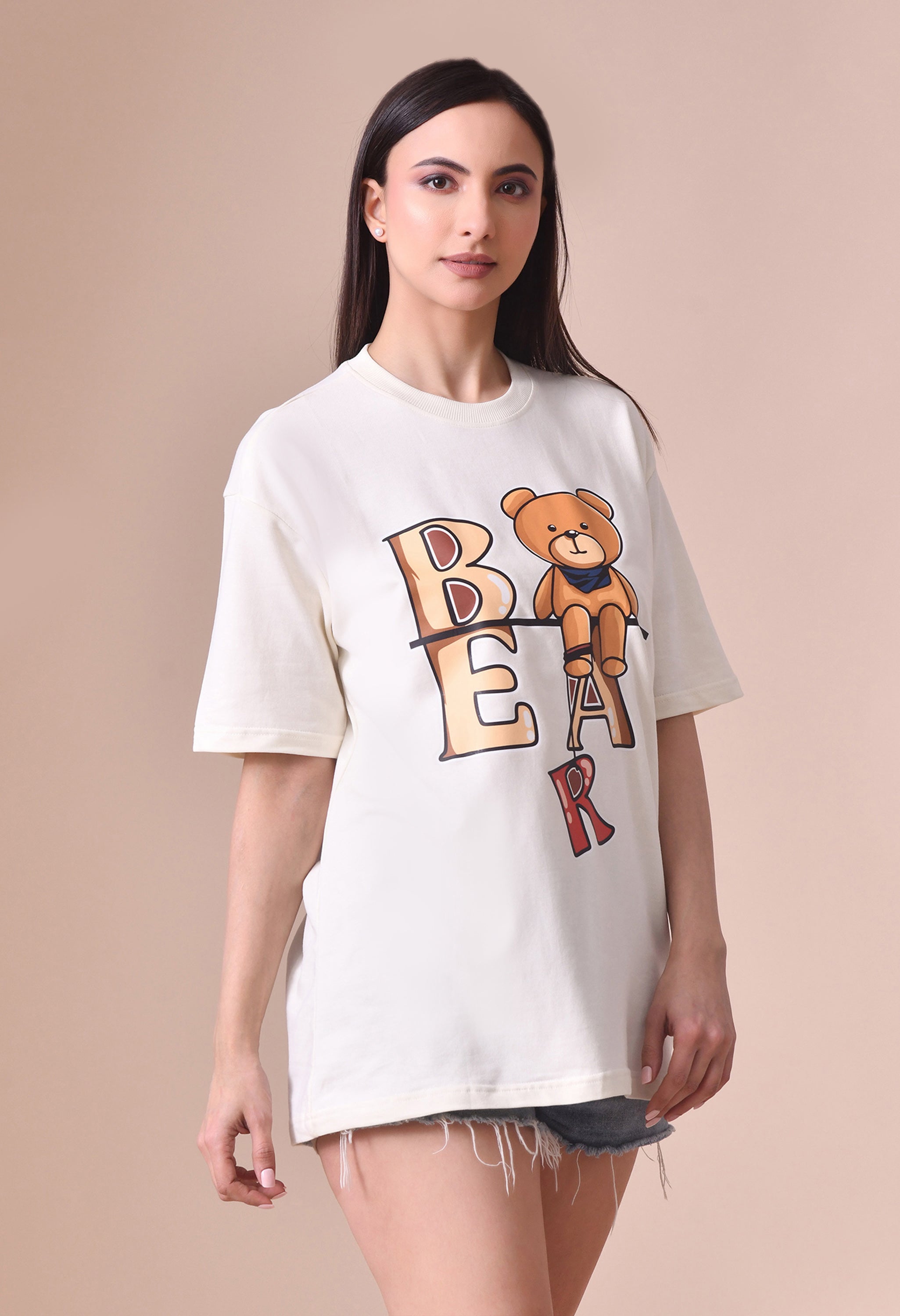 Teddy Bear Premium Oversized Tee for Girls – Relaxed Fit Everyday Essential
