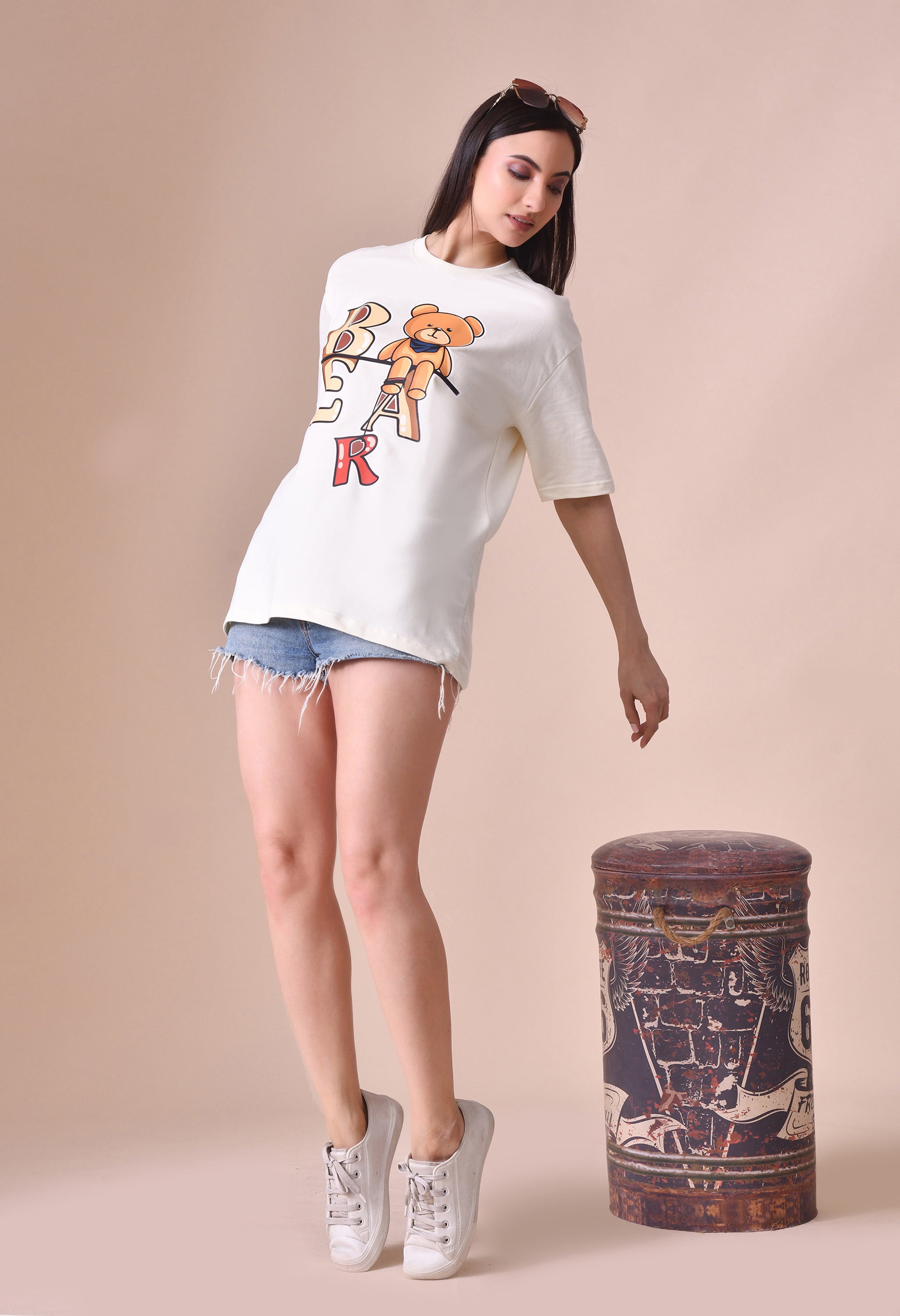 Teddy Bear Premium Oversized Tee for Girls – Relaxed Fit Everyday Essential