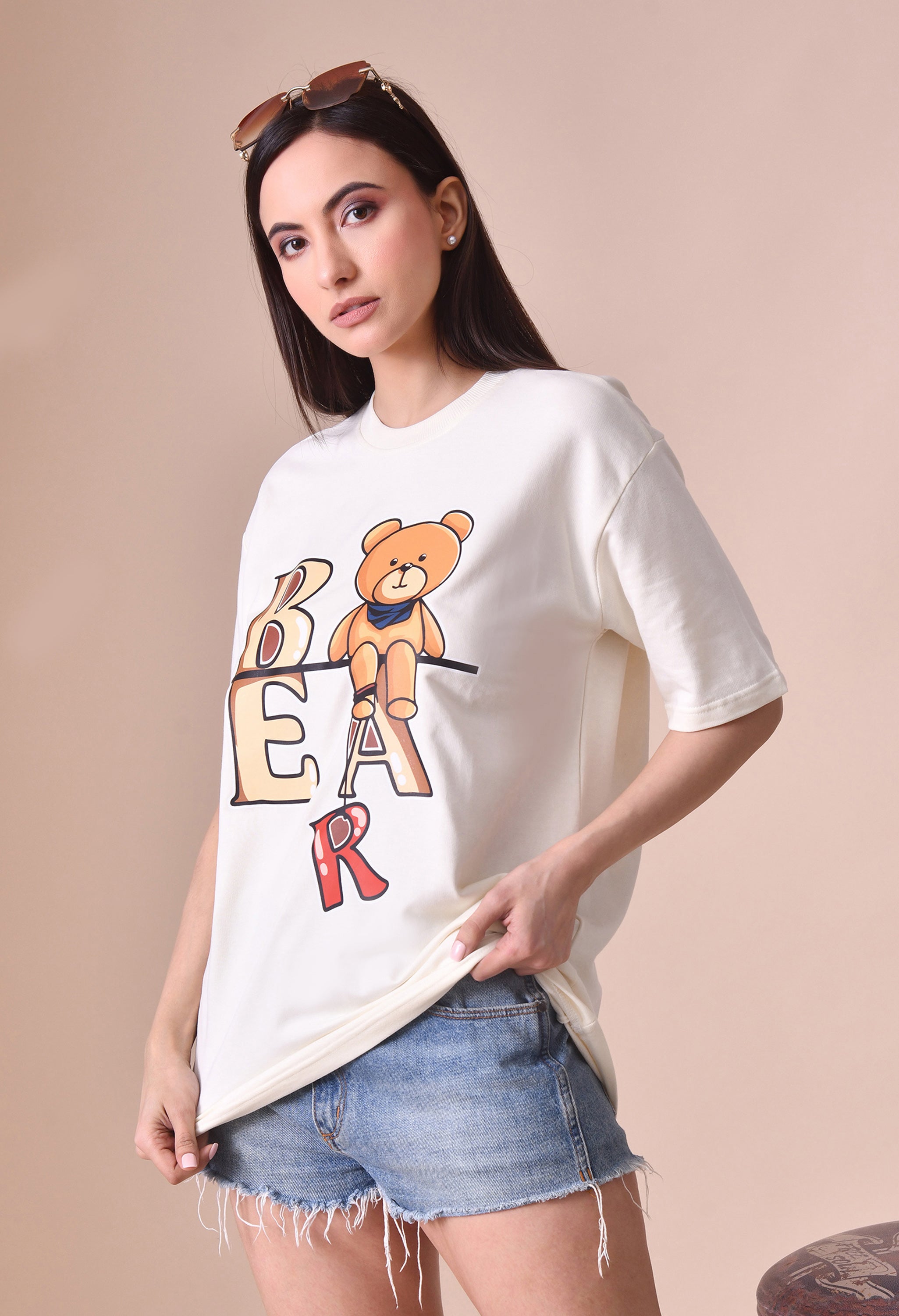 Teddy Bear Premium Oversized Tee for Girls – Relaxed Fit Everyday Essential