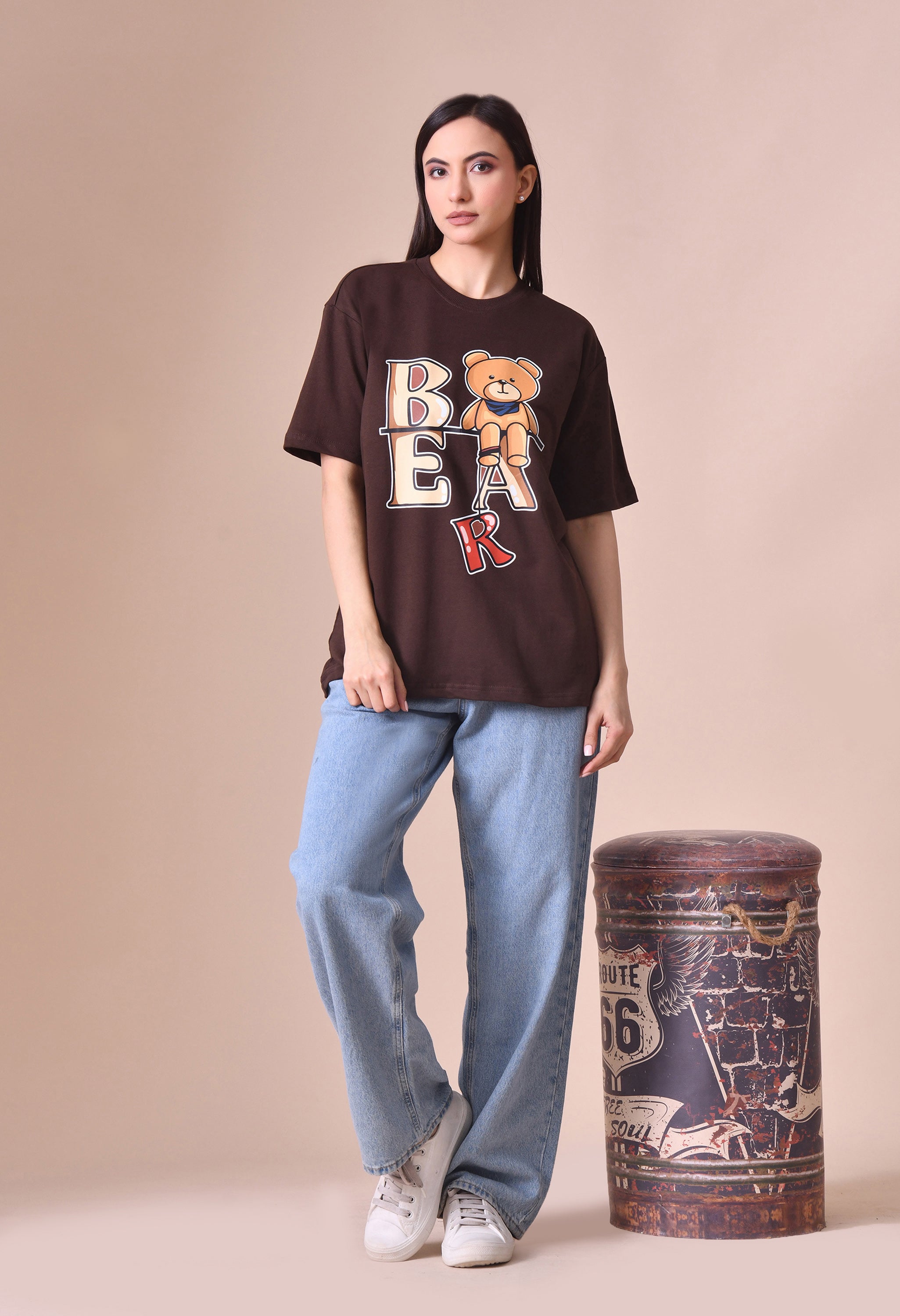 Teddy Bear Premium Oversized Tee for Girls – Relaxed Fit Everyday Essential