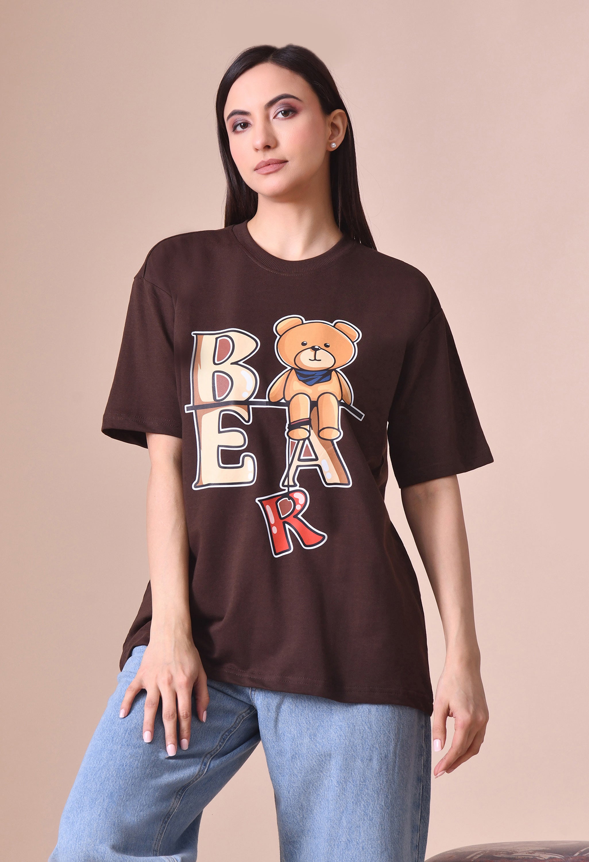 Teddy Bear Premium Oversized Tee for Girls – Relaxed Fit Everyday Essential
