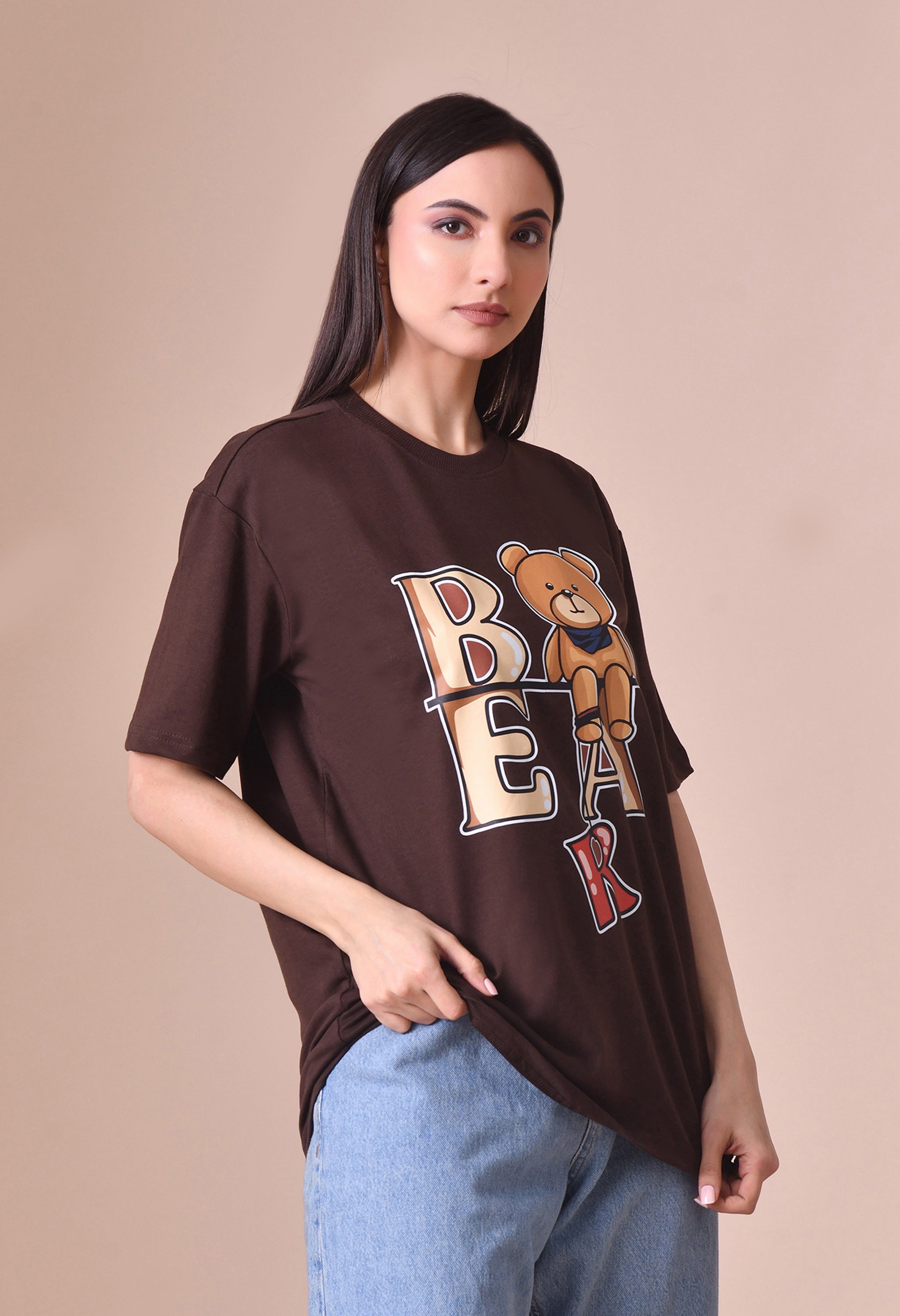 Teddy Bear Premium Oversized Tee for Girls – Relaxed Fit Everyday Essential