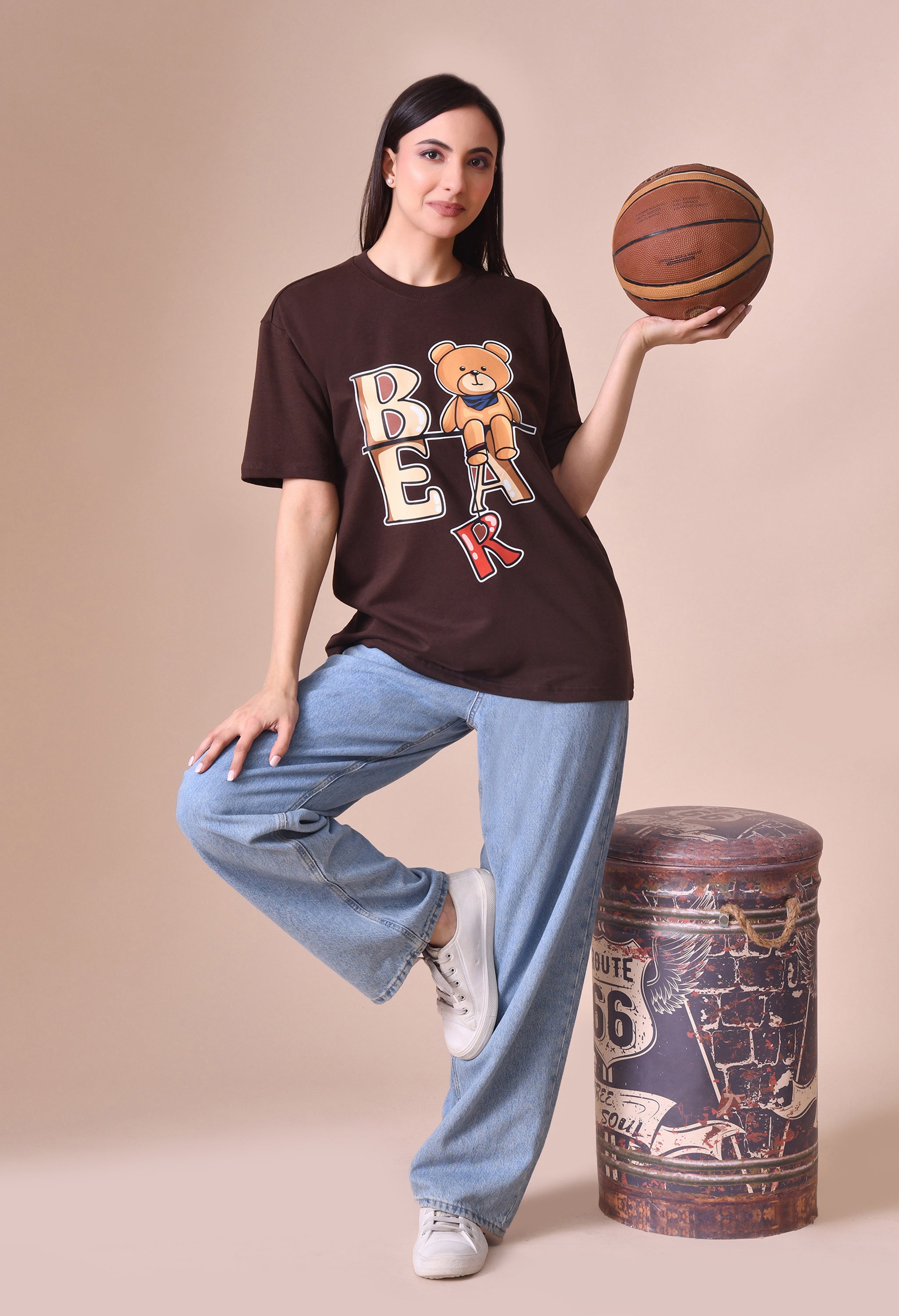 Teddy Bear Premium Oversized Tee for Girls – Relaxed Fit Everyday Essential