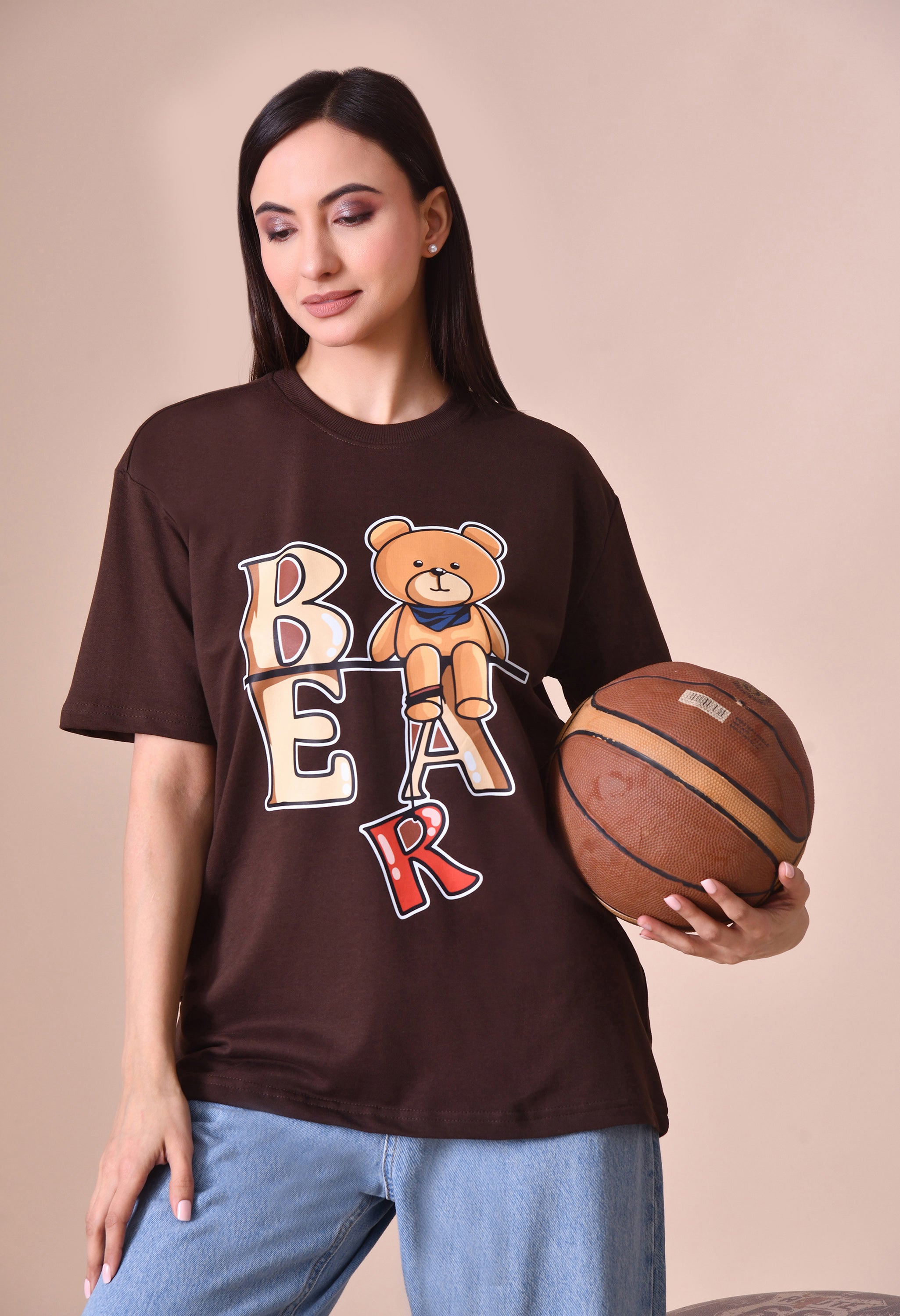 Teddy Bear Premium Oversized Tee for Girls – Relaxed Fit Everyday Essential